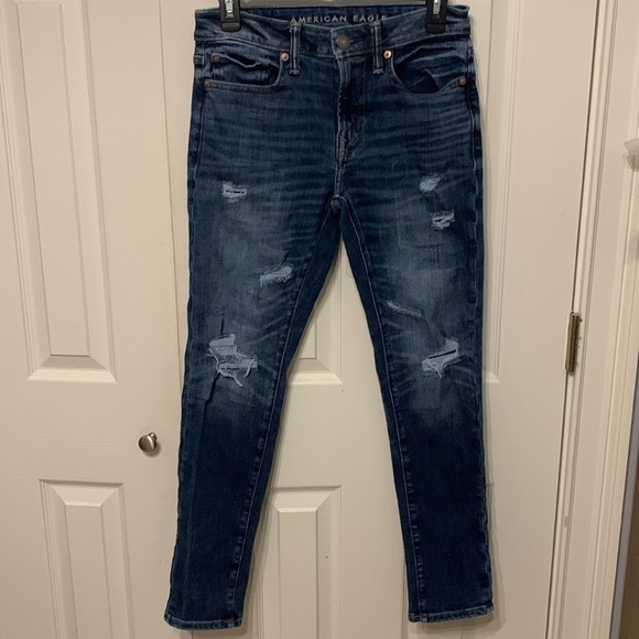 American Eagle Airflex + Temp Tech Patched Athletic Skinny Jean - Picture 1 of 10